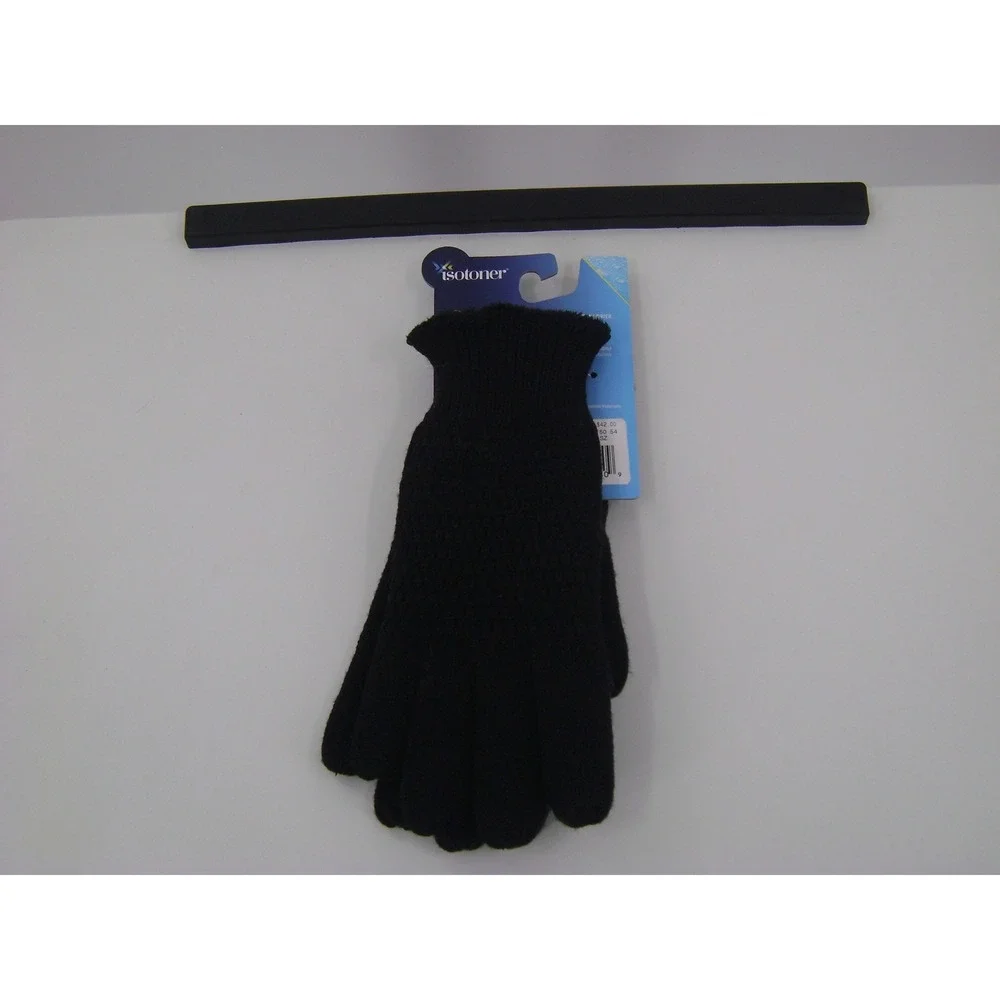 Isotoner Womens Black smartDRI Touchscreen Knit Gloves A550K3BLK1SZ One Size New